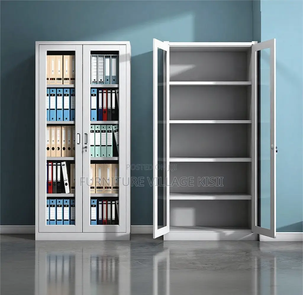 Office Cabinet: 2-Door Glass Metalic Cabinet