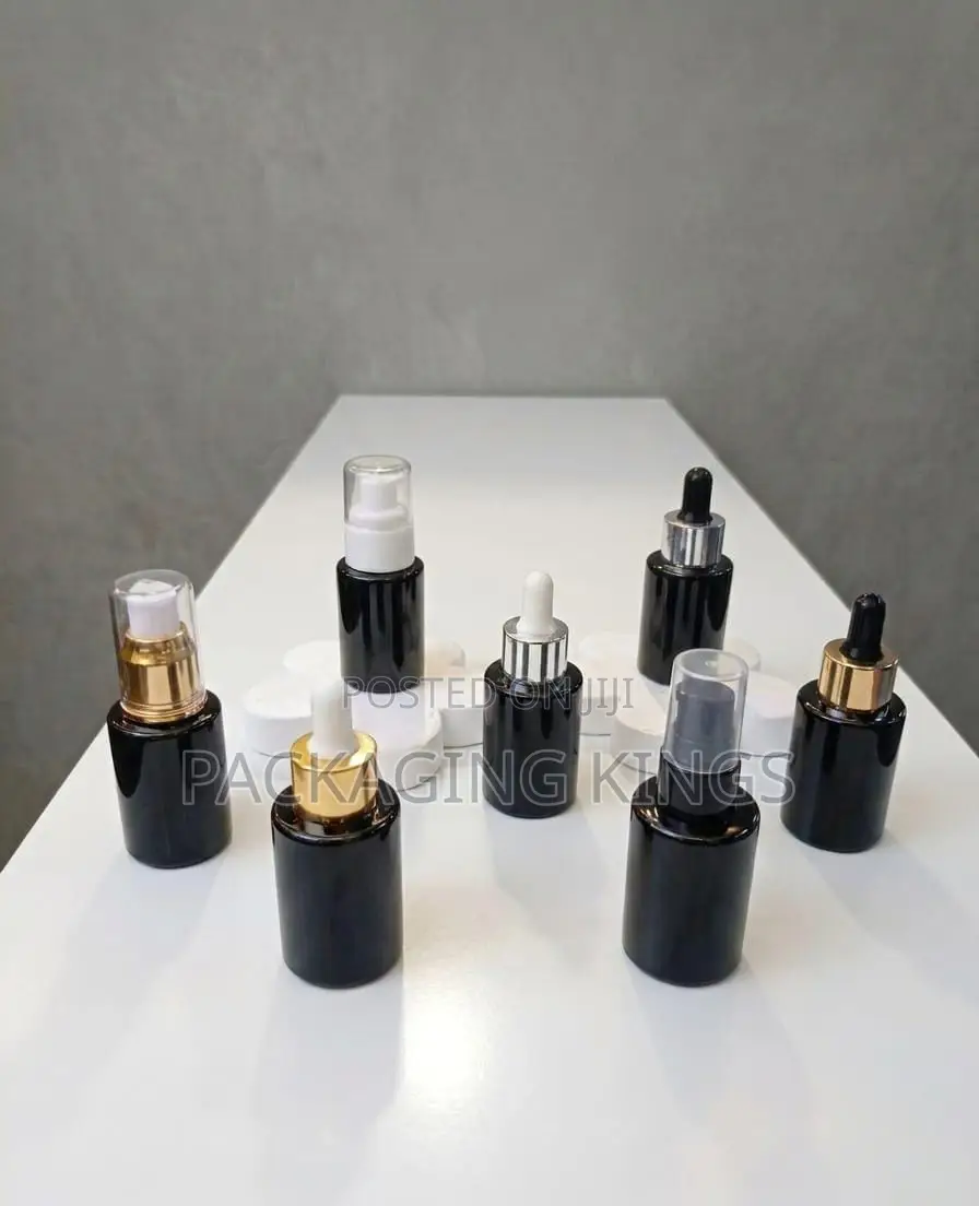 30ml Black Flat Shoulder Serum Bottle