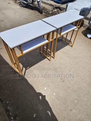 Nail Table With Shelf, White, Gold