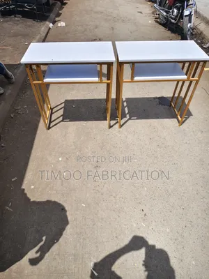 Nail Table With Shelf, White, Gold