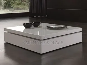 Modern Glossy White Coffee Table / Low-Profile Center Table