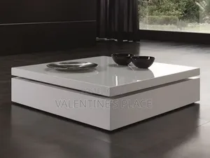 Modern Glossy White Coffee Table / Low-Profile Center Table