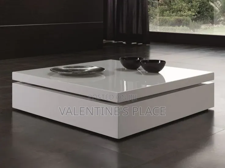 Modern Glossy White Coffee Table / Low-Profile Center Table
