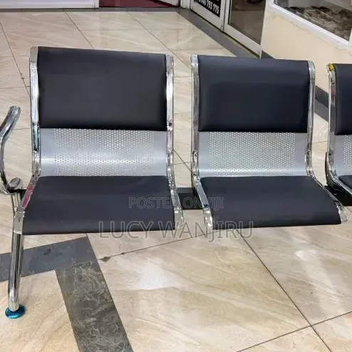 3 Link Padded Metallic Office Waiting Bench