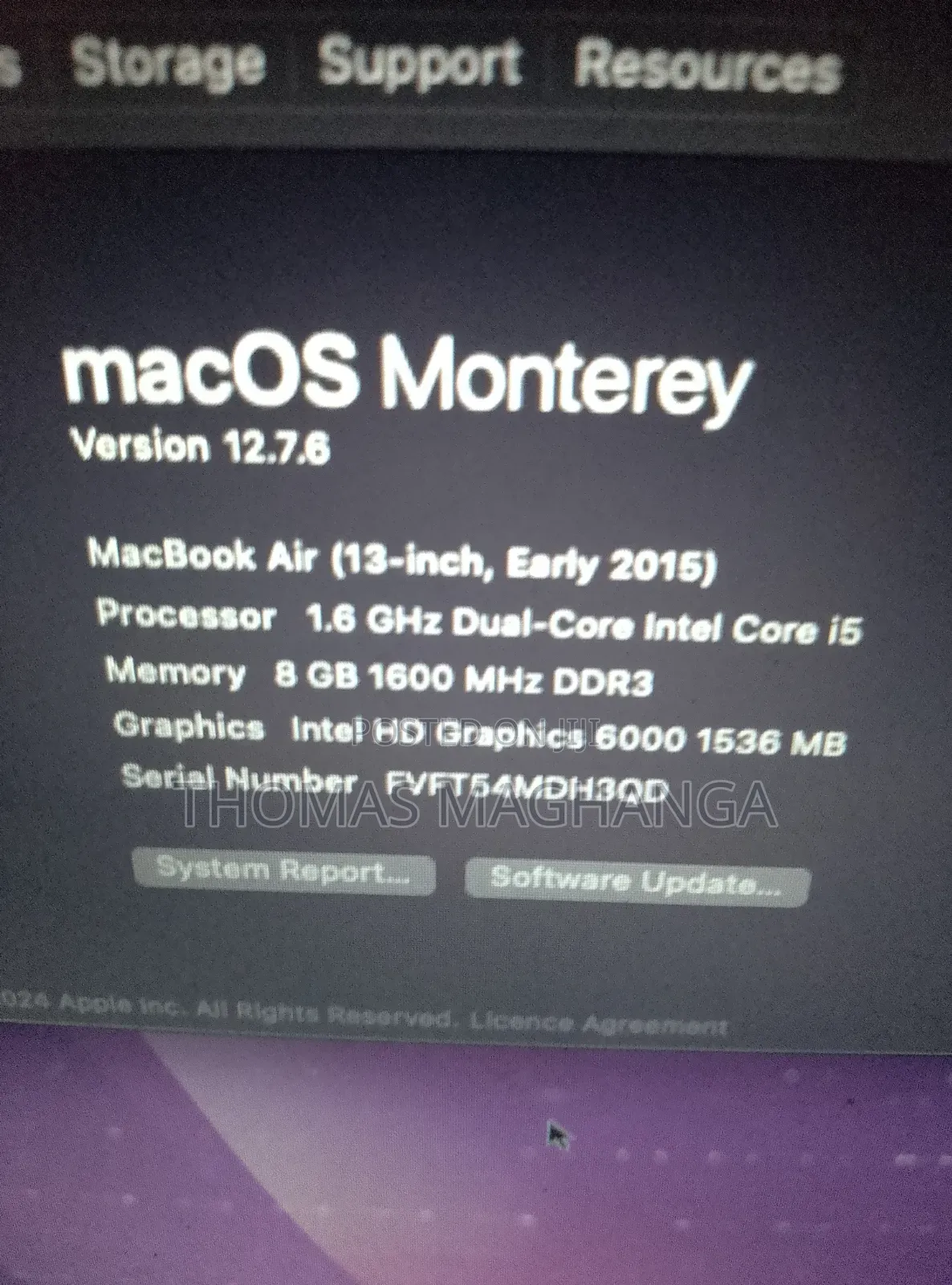 Laptop Apple MacBook Air 8GB Intel Core i5 SSD 128GB