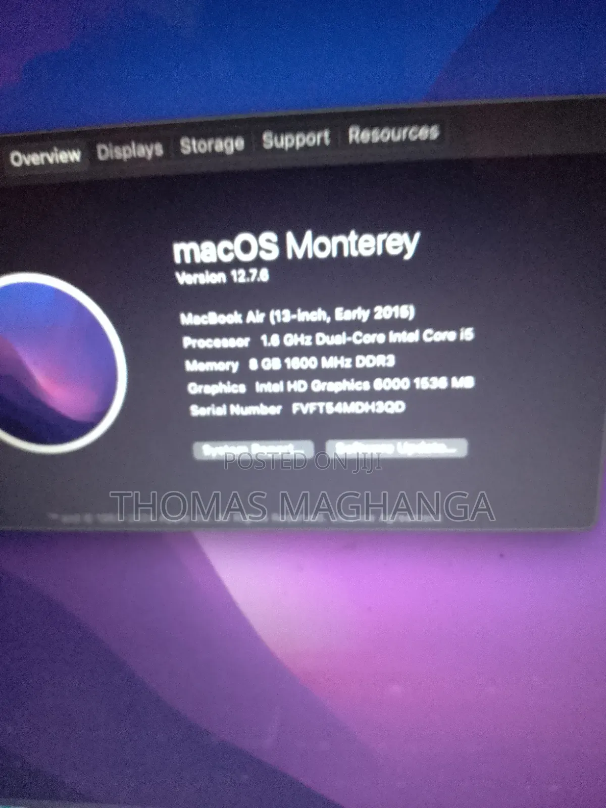 Laptop Apple MacBook Air 8GB Intel Core i5 SSD 128GB