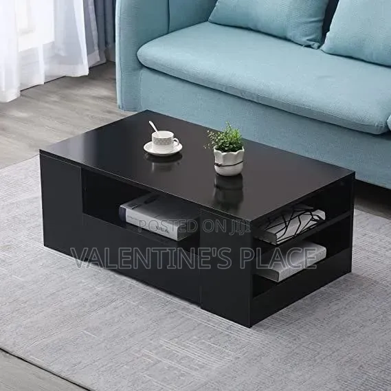 Chic High-Gloss Black Center Table for Living Room