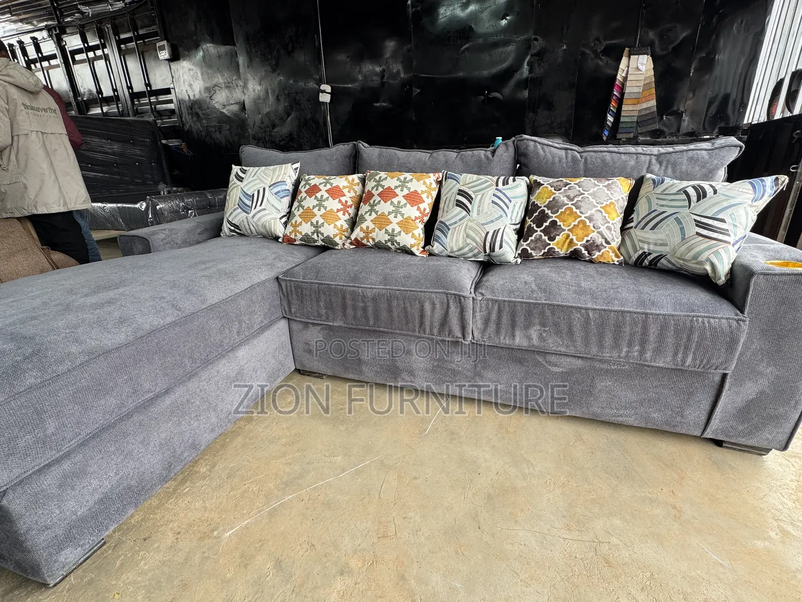 6 Seater Grey L Shape Sofaset