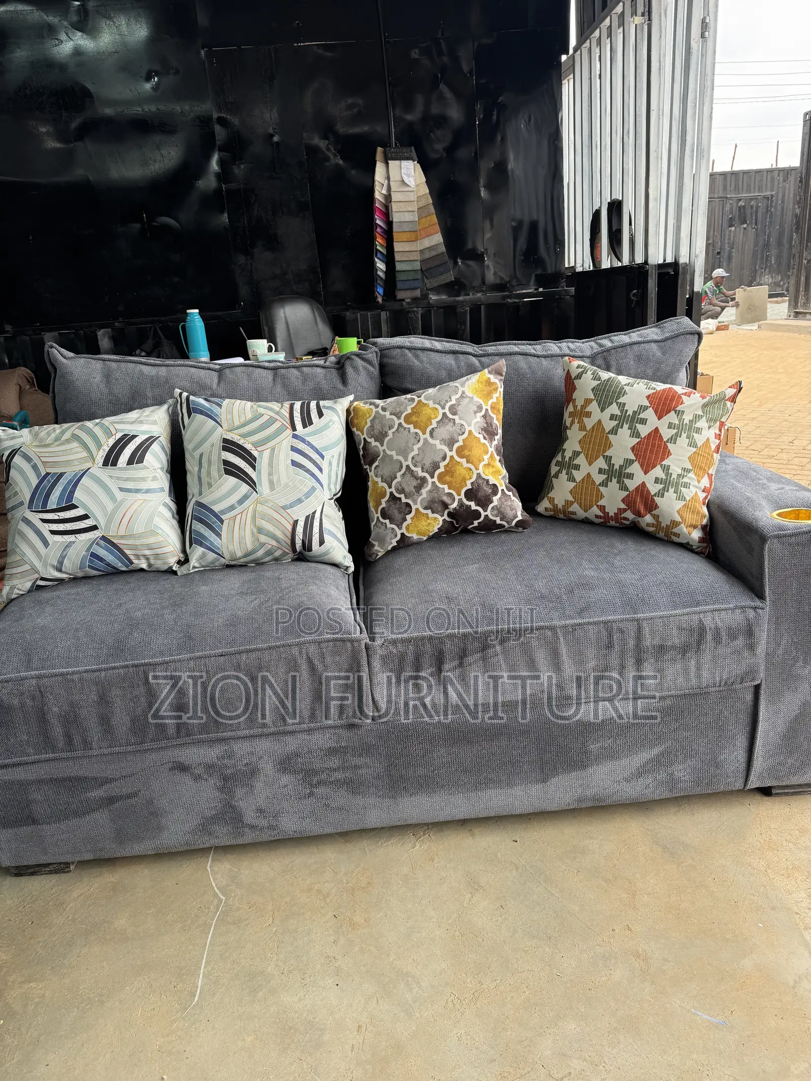 6 Seater Grey L Shape Sofaset
