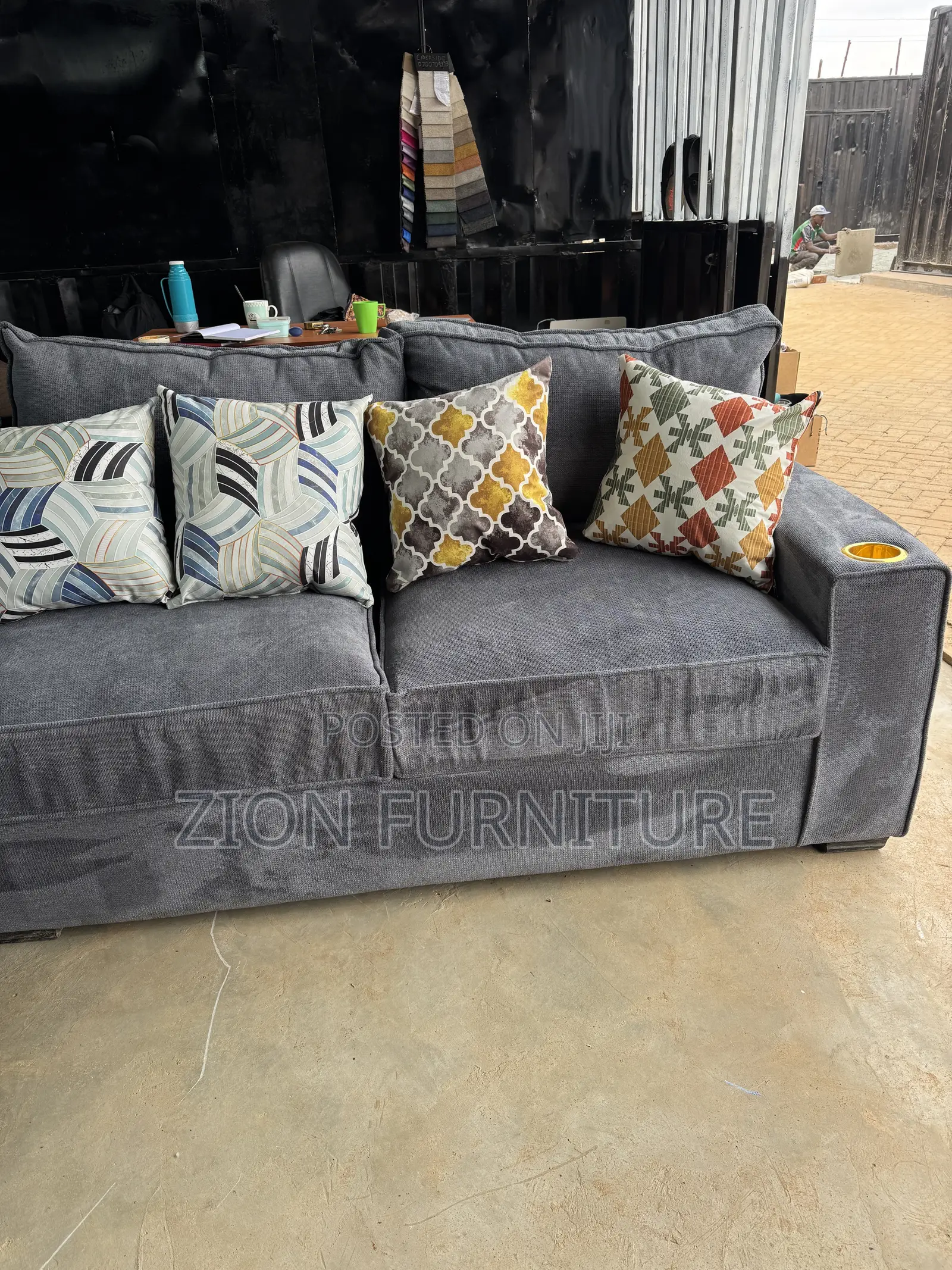 6 Seater Grey L Shape Sofaset