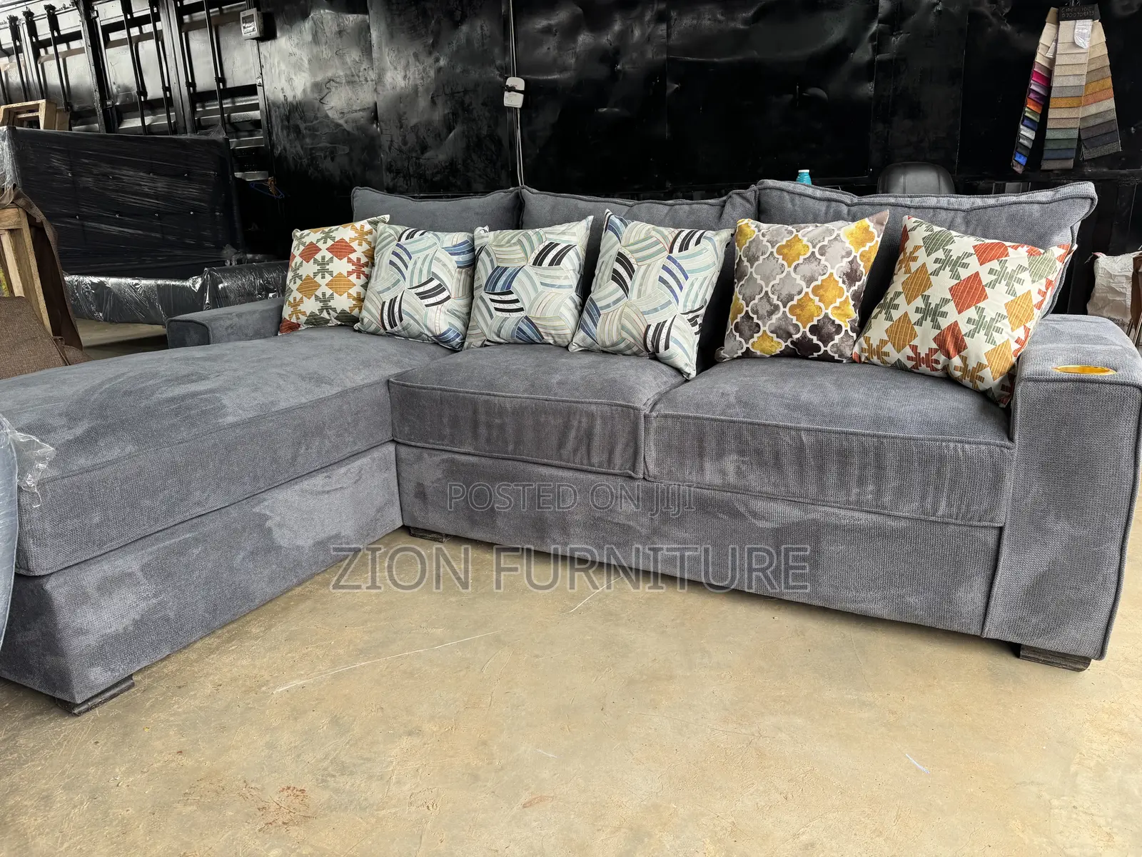 6 Seater Grey L Shape Sofaset