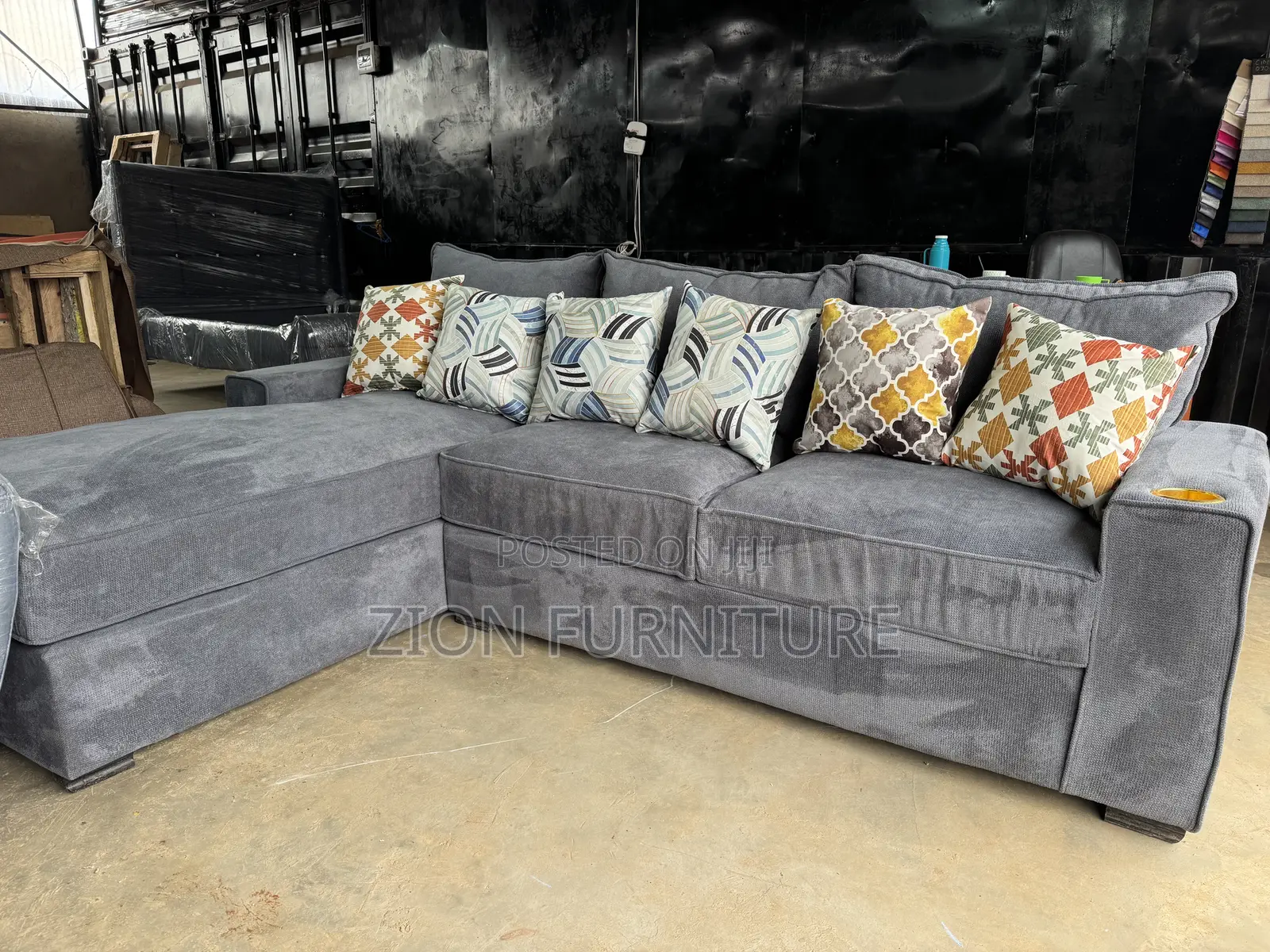 6 Seater Grey L Shape Sofaset