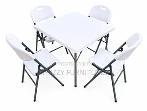 Portable White Folding Table and Chairs Set
