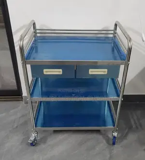 Hospital Dressing Trolley With Two Shelves (Stainless Steel)