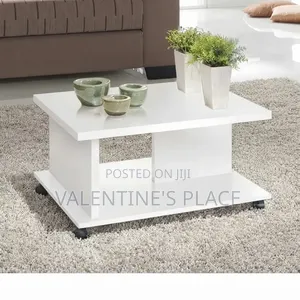 Modern All-White Coffee Table With Wheels