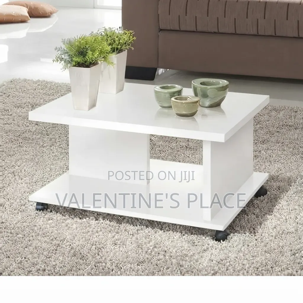 Modern All-White Coffee Table With Wheels