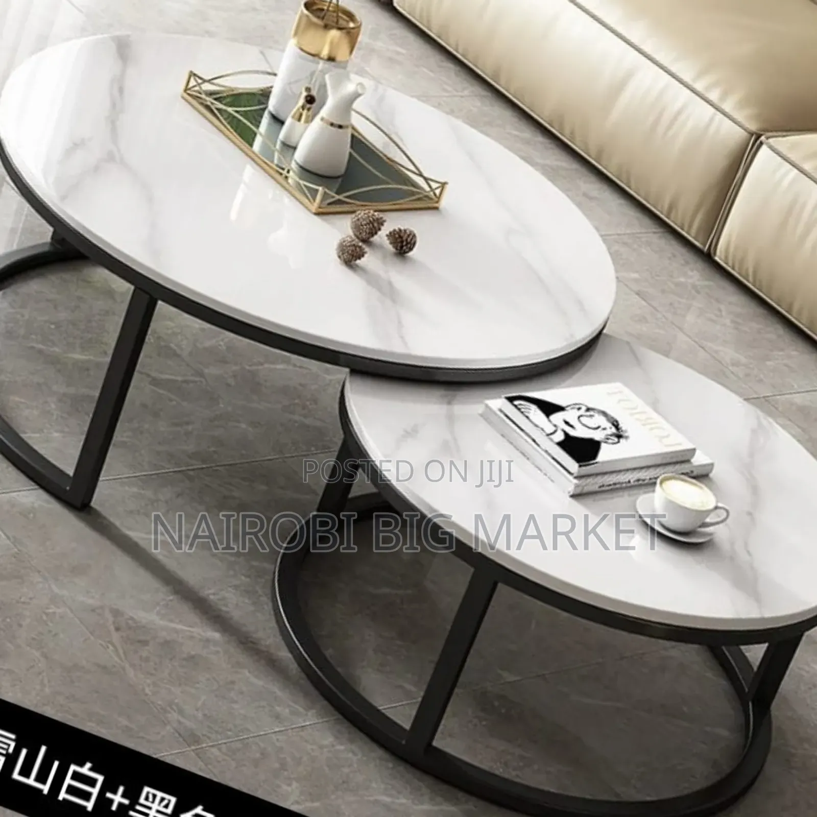 Modern Luxury 2 in 1 Pure Marble Nesting Tables