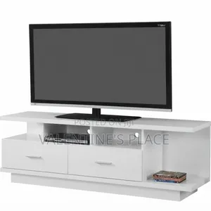 Modern White Two-Drawer TV Stand Media Console
