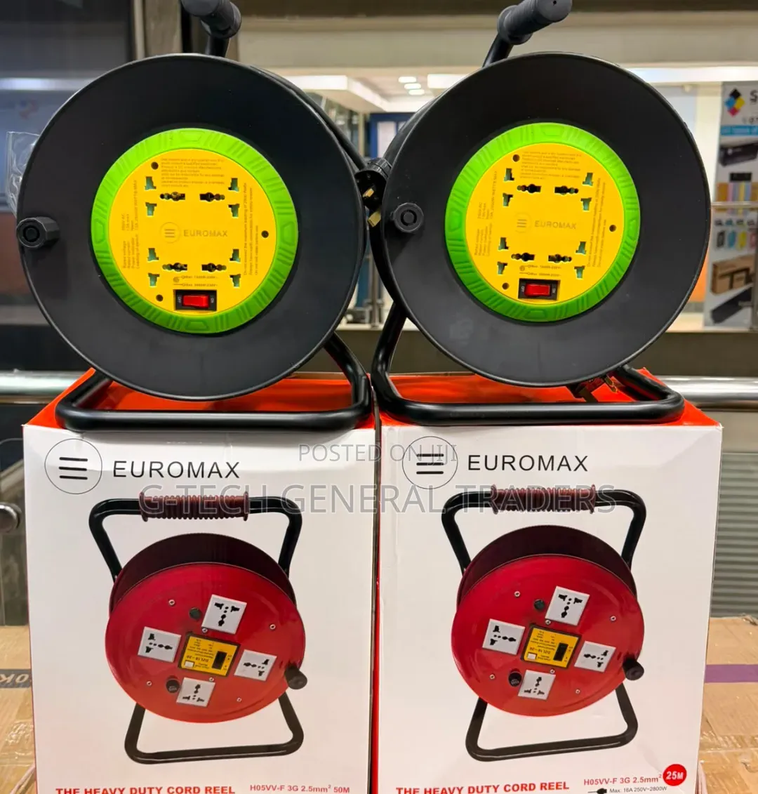 Euromax Extension Reel 25m Cord 2.5mm