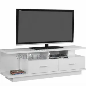 Modern White Two-Drawer TV Stand Media Console