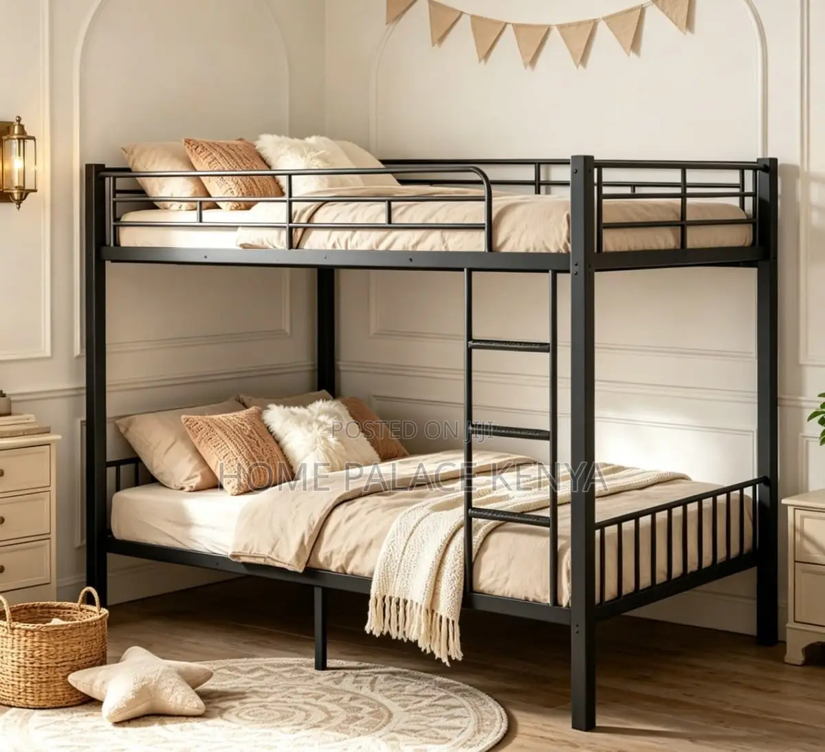 Bank Bed; Durable Metallic Bunk Bed for Kids With Strong Frame,