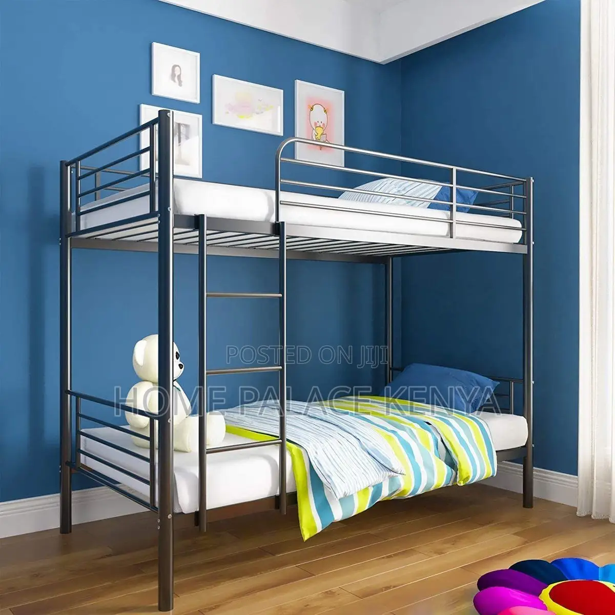 Bank Bed; Durable Metallic Bunk Bed for Kids With Strong Frame,
