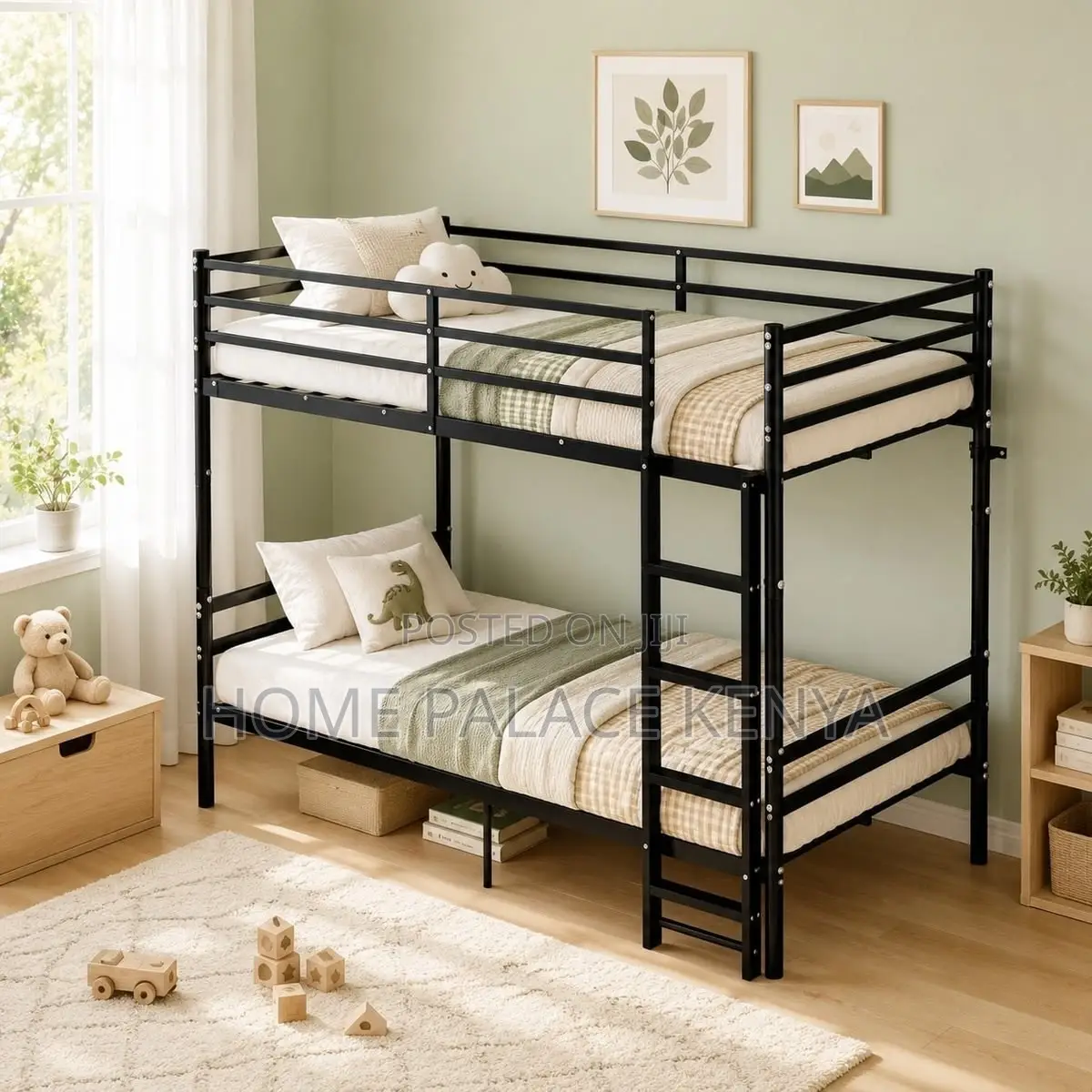 Bank Bed; Durable Metallic Bunk Bed for Kids With Strong Frame,