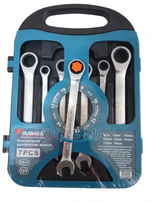 Oushida 7Pc 72T Chrome Vanadium Ratchet Wrench Set.