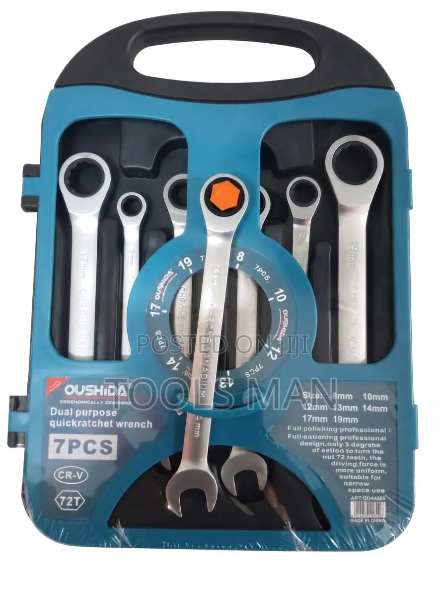 Oushida 7Pc 72T Chrome Vanadium Ratchet Wrench Set.
