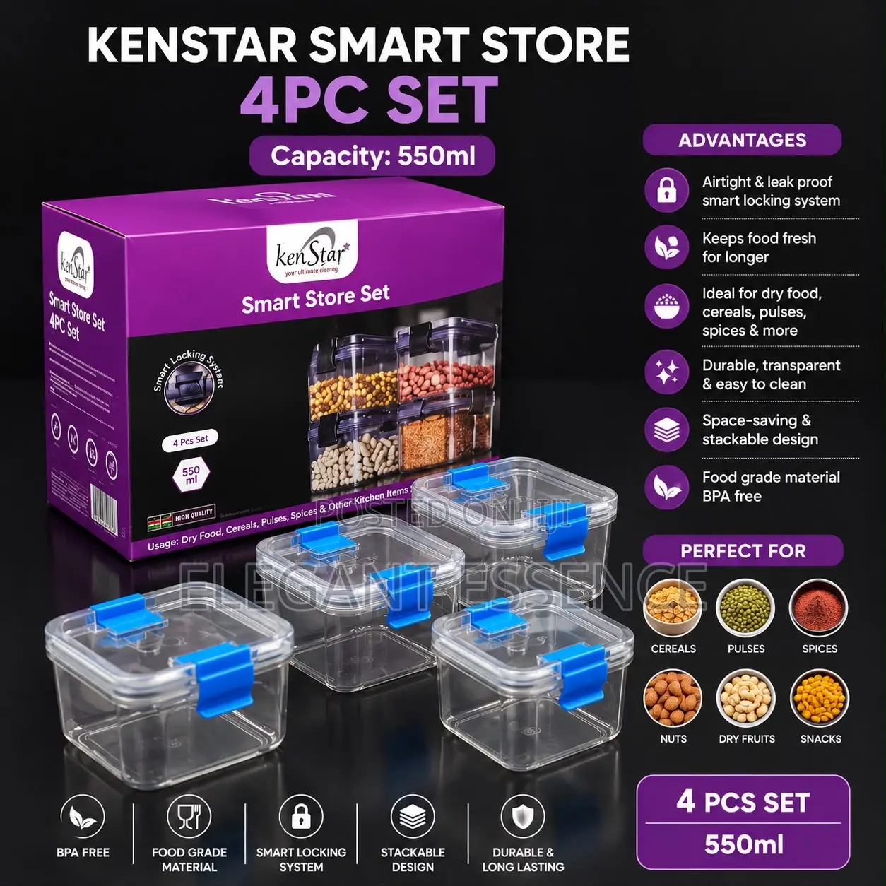 4pcs Dish Storage Set– 550ml