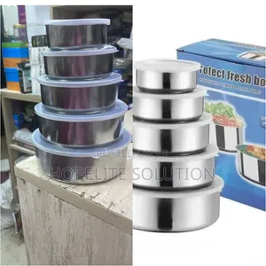 5pcs Stainless Steel Fresh Storage Box With Sealed Lid Bowls Set