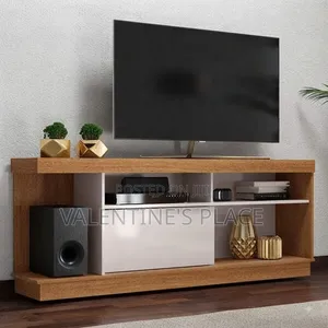 Modern Wooden 5ft TV Stand With Storage and Open Shelving
