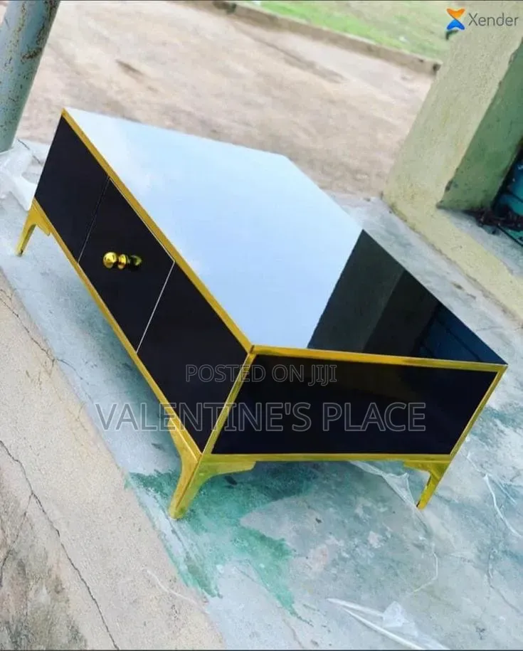 Modern Black and Gold Accent Coffee Table / Low TV Unit