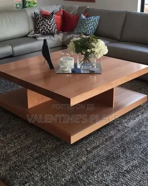 Minimalist Square Center Table in Natural Wood Finish