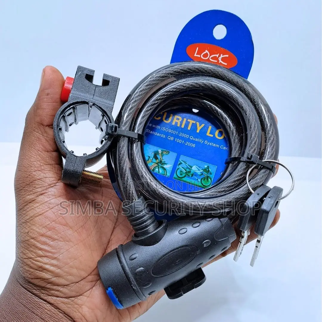 Heavy Duty Bike Cable Lock Steel With Two Keys Bracket Holder Bicycle
