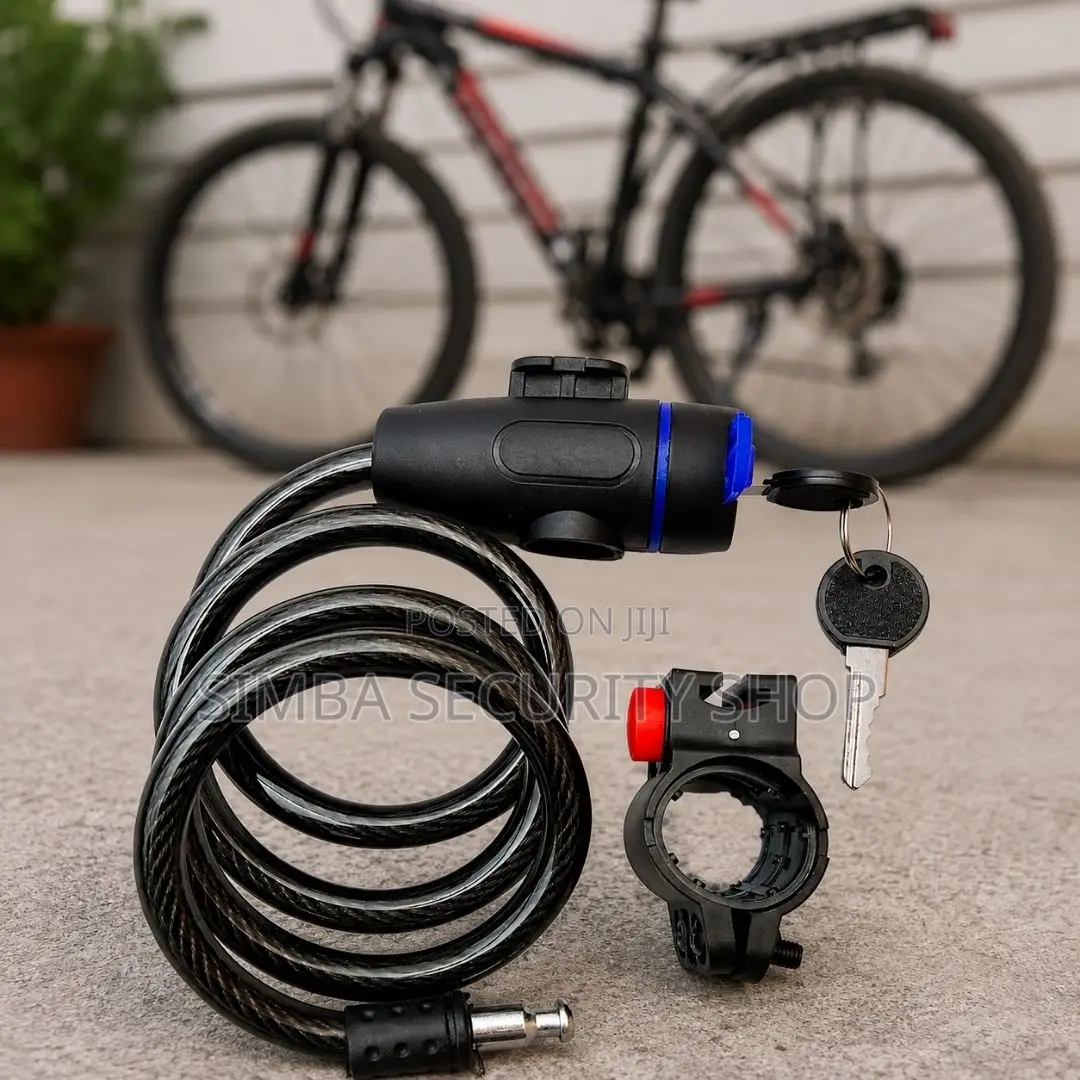 Heavy Duty Bike Cable Lock Steel With Two Keys Bracket Holder Bicycle