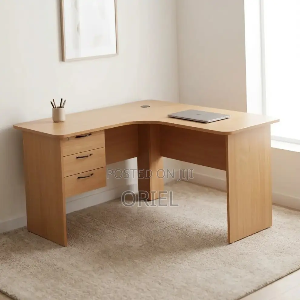 Office Desk : 1.4M Curved L-Shape Study Desk