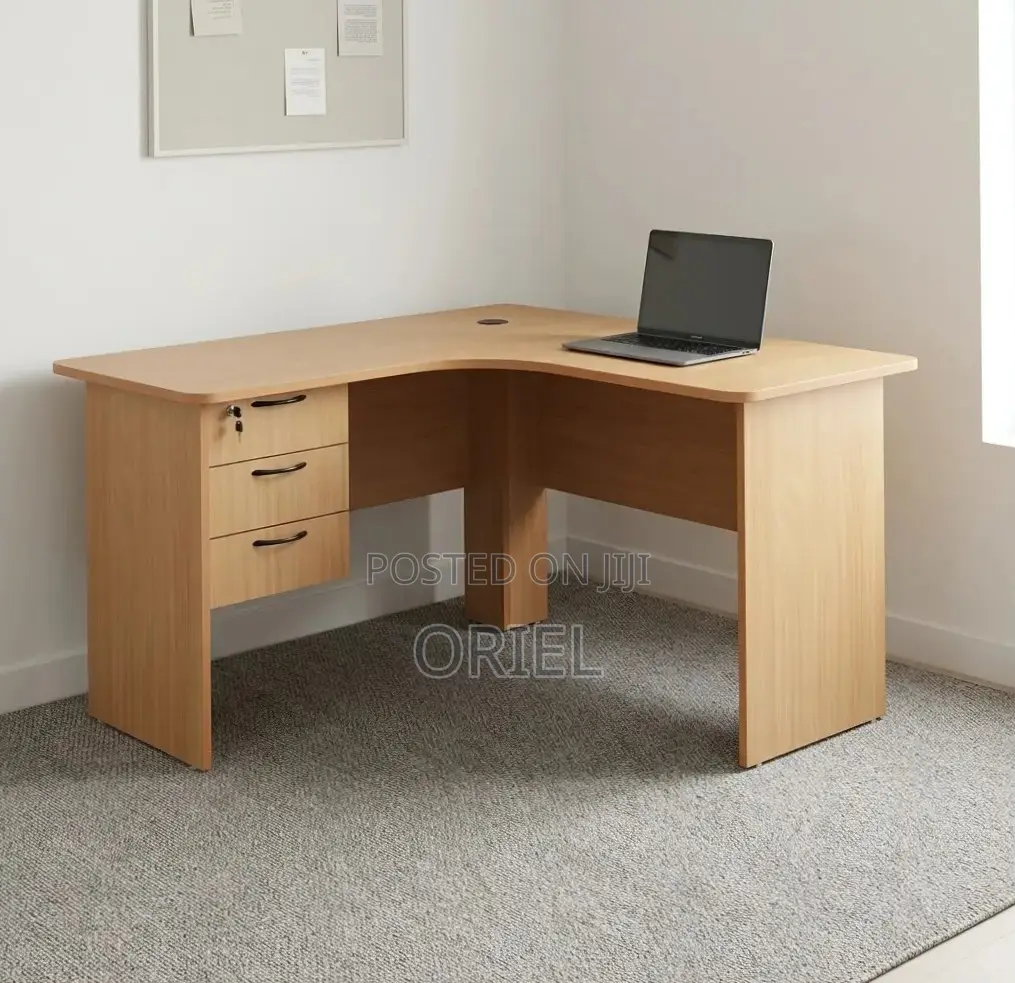 Office Desk : 1.4M Curved L-Shape Study Desk