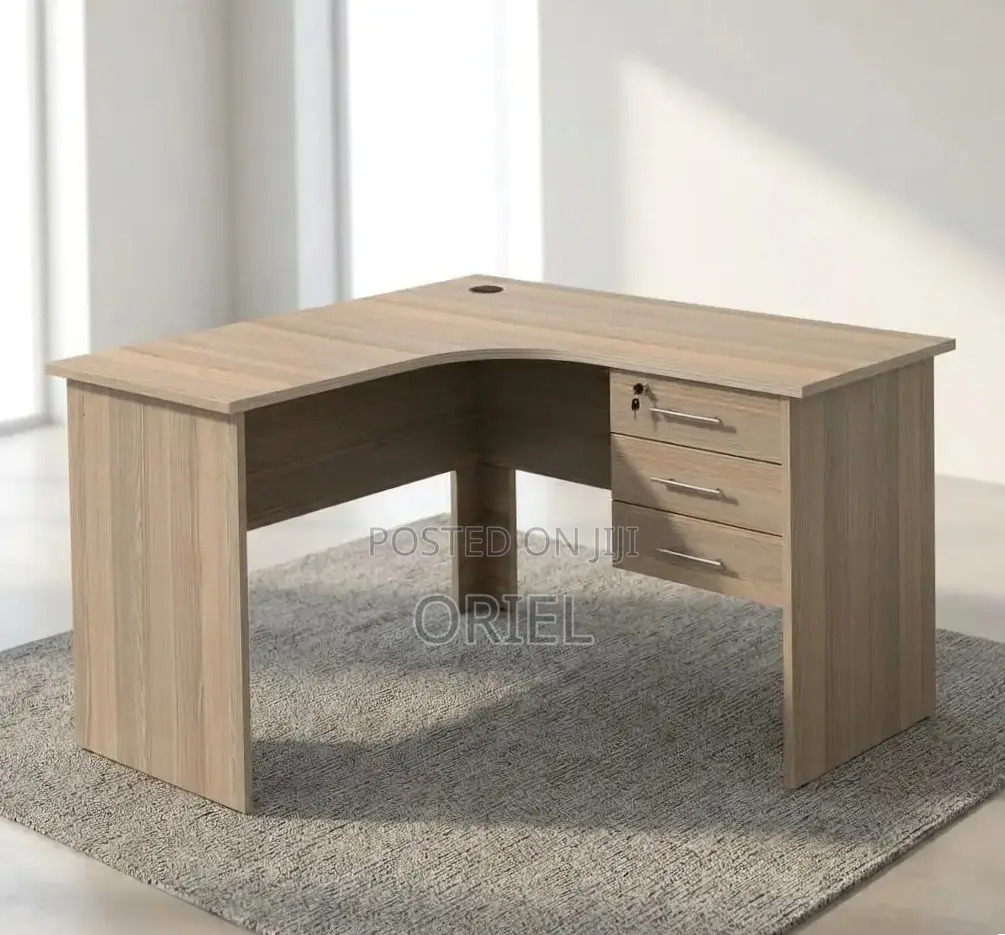 Office Desk : 1.4M Curved L-Shape Study Desk