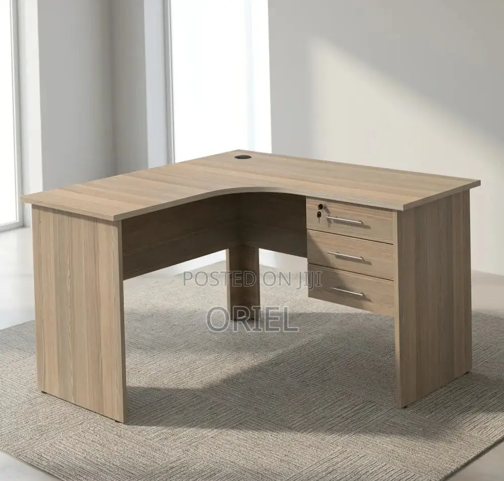Office Desk : 1.4M Curved L-Shape Study Desk
