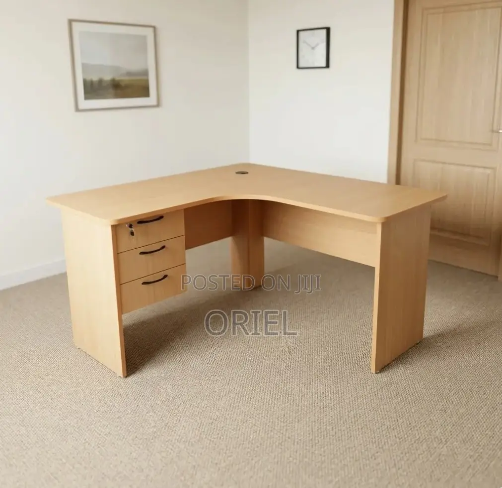 Office Desk : 1.4M Curved L-Shape Study Desk