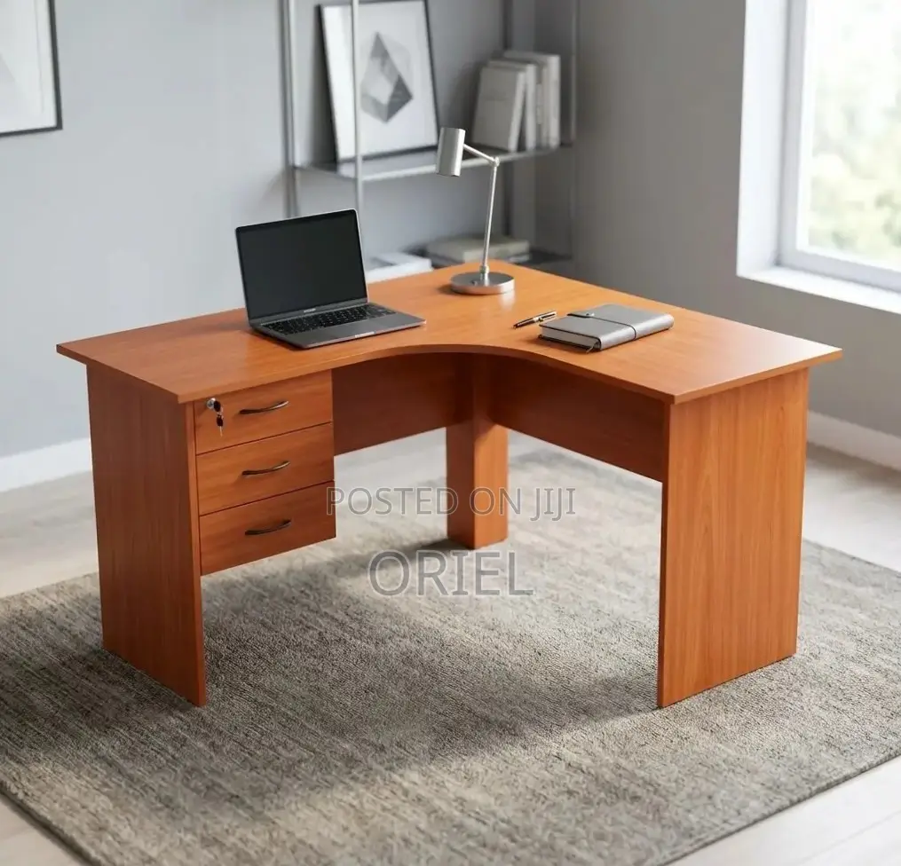 Office Desk : 1.4M Curved L-Shape Study Desk