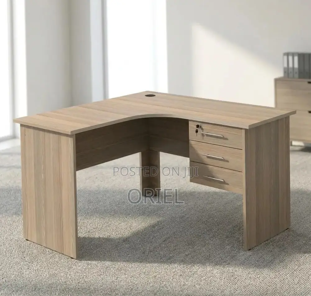 Office Desk : 1.4M Curved L-Shape Study Desk