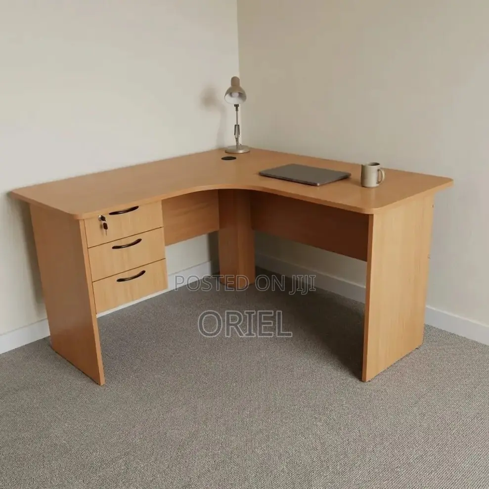 Office Desk : 1.4M Curved L-Shape Study Desk