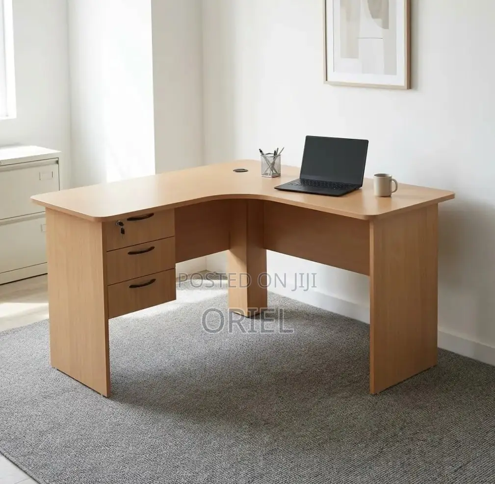 Office Desk : 1.4M Curved L-Shape Study Desk