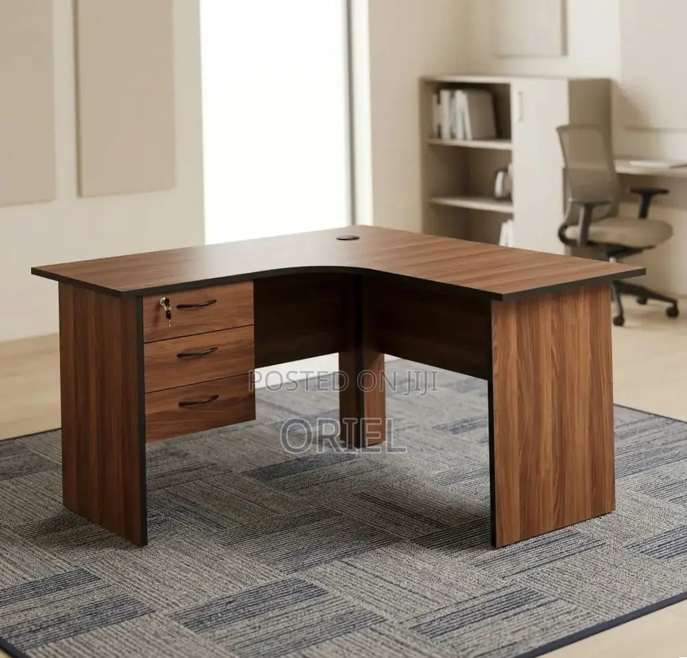 Office Desk : 1.4M Curved L-Shape Study Desk