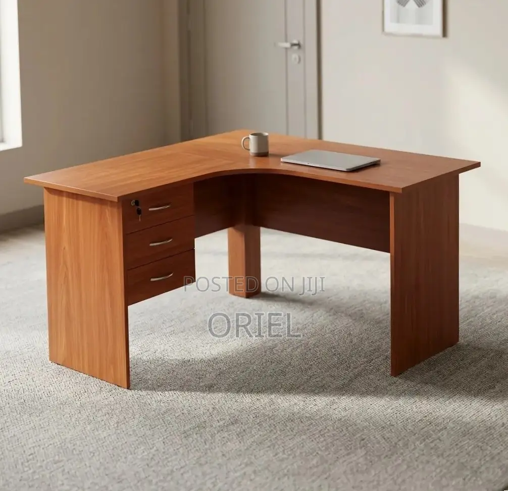 Office Desk : 1.4M Curved L-Shape Study Desk
