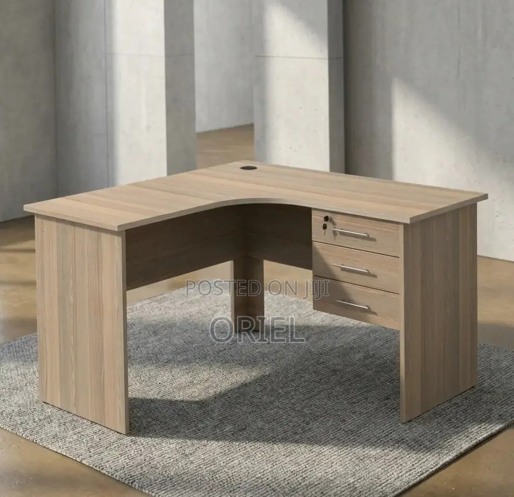 Office Desk : 1.4M Curved L-Shape Study Desk