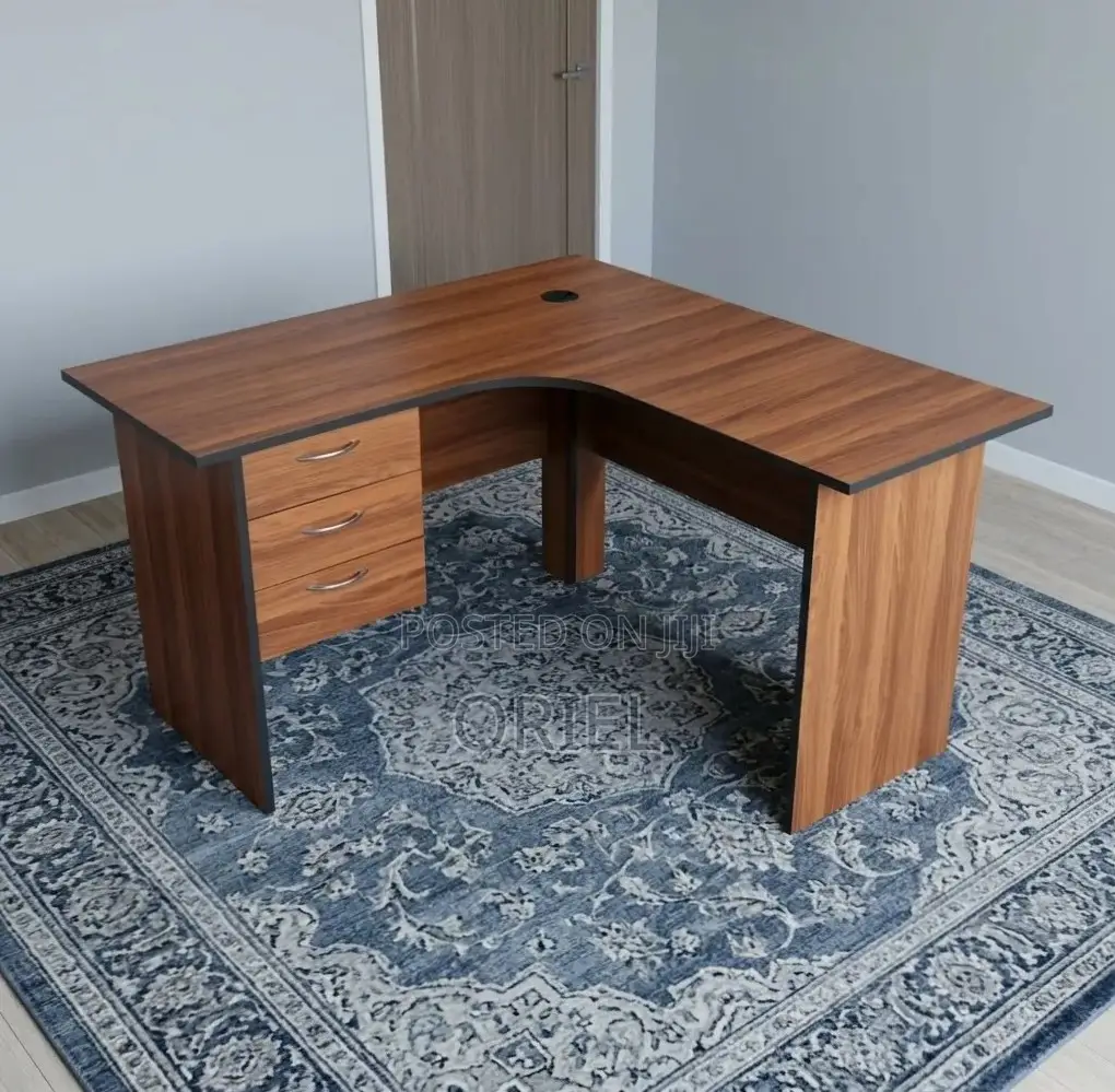 Office Desk : 1.4M Curved L-Shape Study Desk