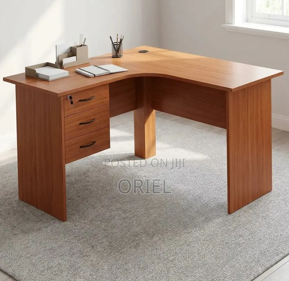 Office Desk : 1.4M Curved L-Shape Study Desk